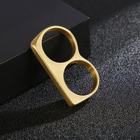 Anillos de Dos Dedos para Hombre, Resistentes al Agua y al Deslustre, Chapados en Oro PVD de 14k y 18k, Anillo Doble de Acero Inoxidable 316L para Hombre