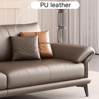 Canapé d'angle moderne 3 places en cuir PU avec éponge haute densité pour bureau et salon