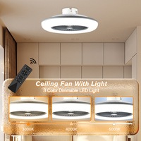 Ventilateur de plafond LED encastré 55 cm 60 W à intensité variable, faible bruit, moteur à inverter tout cuivre, minuterie réversible, lampe ventilateur intelligente