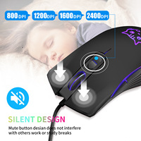 Ratón para Juegos DVA Design RGB Silencioso, con Cable USB, para PC, Orientación para Mano Derecha, Sensor Óptico de 2400 DPI, Portátil, para Niños y Niñas, Venta al Por Mayor