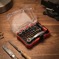Kit d'outils prêt à expédier OEM, 38 pièces, jeu de douilles de précision, clé à cliquet, tournevis Magic Box, en acier Cr-V, avec aimant puissant, en coffret