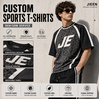 T-shirts streetwear pour hommes personnalisés, maillots de football, t-shirts graphiques en maille color block, t-shirts oversize vintage à imprimé léopard, OEM ODM
