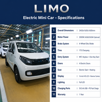 Micro-voiture électrique 3450 mm, petite, 4 portes, avec éclairage LED complet et freins à disque sur les 4 roues, pour le transport des clients d'hôtel, vente en gros