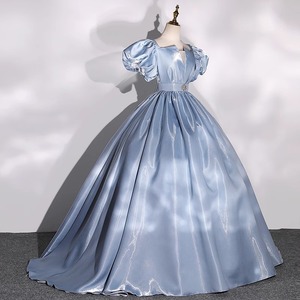 Princess Puff Sleeve Ball Gown Satin Sweetheart Neckline Empire Waistline Evening Dress Adult Formal Wear - Product Image 2