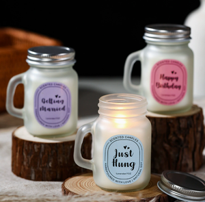 Venta al por mayor del fabricante: Velas artesanales de cera de soja de alta gama, sin humo, con asa de cristal esmerilado, regalos creativos hechos a mano - Product Image 1