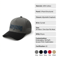 Gorra de Béisbol Unisex Personalizada con Logotipo Bordado, 5 Paneles, Visera Curva, Estilo Vintage Retro Hip Hop, 100% Algodón