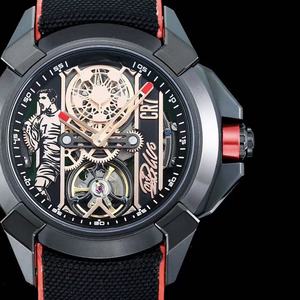 Montre mécanique pour homme de haute qualité, design ajouré, étanche au quotidien, noire - Product Image 1