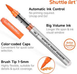 ปากกามาร์กเกอร์สีปลายแปรง24สีปากกาอะคริลิคหมึกเหลวระดับพรีเมียมสำหรับอุปกรณ์ศิลปะงานจิตรกรรมหิน - Product Image 2