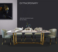 Ensemble de table et de chaises à manger carrées convertibles modernes italiennes avec plateau en marbre pour hôtel et usage domestique