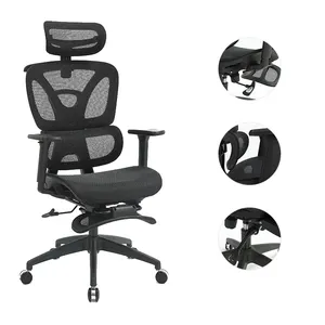 Оптовая продажа, Высококачественная тканевая сетчатая часть, офисное кресло с высокой спинкой и подставкой для ног
