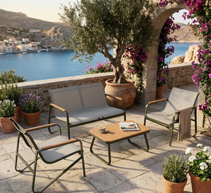 Ensemble <span class=keywords><strong>de</strong></span> canapés d'extérieur modernes <span class=keywords><strong>4</strong></span> pièces, mobilier <span class=keywords><strong>de</strong></span> jardin pour <span class=keywords><strong>balcon</strong></span> et terrasse, marché européen - Product Image 2