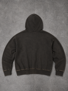 เสื้อฮู้ดซิปปักลาย JME สำหรับผู้ชาย ผ้าฝ้ายถักสไตล์วินเทจ ล้างทำสีซีด แต่งโลโก้ด้านหน้า สไตล์ฤดูใบไม้ร่วง - Product Image 2