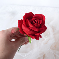 Tête de rose artificielle en soie, petite, en velours, pour décoration murale en maille, pour lieux de mariage, intérieur/extérieur, vente en gros