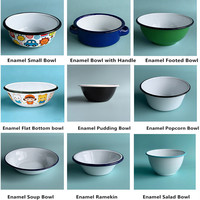 Grote capaciteit keuken gepersonaliseerde modieuze nostalgische metalen fruit schaal emaille kom met gouden rand (3L 4.5L 6L 24cm 28cm 32cm)