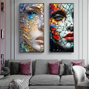 Toile d'art abstraite classique colorée avec portrait <span class=keywords><strong>de</strong></span> <span class=keywords><strong>femme</strong></span> brisée, impression imperméable à l'encre, affiche murale pour salon, chambre à coucher, décoration intérieure - Product Image 2