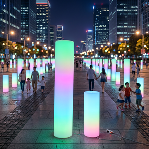 <span class=keywords><strong>Lampadaire</strong></span> LED d'extérieur cylindrique, luminaire décoratif pour pelouse, lampe d'ambiance carrée pour parc, arrangement paysager - Product Image 2