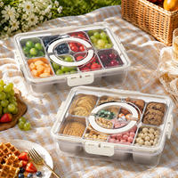 Boîte à collation en acier inoxydable 304 avec couvercles, pour bonbons, fruits, 12 pouces, 8 compartiments, contenants à collation en acier inoxydable 304