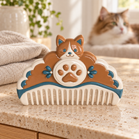 Nouvelle Arrivée Brosse de Toilettage Portable en Céramique Patte de Chat Dessin Animé pour Animaux de Compagnie, Brosse de Massage pour Chats et Chiens, Vente en Gros, Logo Personnalisé