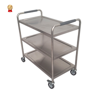 Vente en gros Chariot métallique robuste double trois couches Cuisine commerciale Fabrication d'acier Service mobile Structure en acier mobile