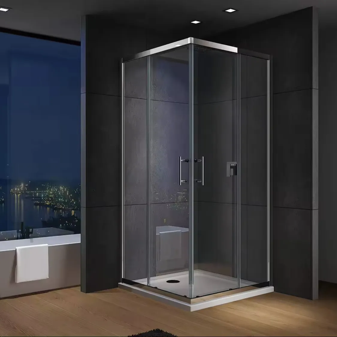 Cómodas puertas de ducha de vidrio templado para cuarto de baño pulido saludable con tira de sellado para Baño