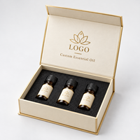 Kotak Magnetik Ramah Lingkungan Dapat Didaur Ulang 2ml 10ml Paket Tiga Vial Kotak Magnetik Lipat Kardus Kaku Hitam Dengan Lapisan Perak