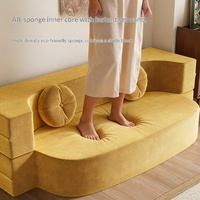 Sofá Cama Modular Plegable Estilo Wabi-Sabi, Relleno de Esponja, Doble Uso, Nuevo, para Apartamentos Pequeños, Dormitorio, Sala de Estar, Individual