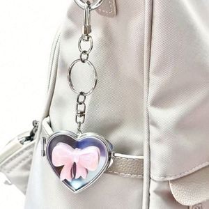 Cute Silver Kpop Backpack <b>Bag</b> <b>Charms</b> Car Heart Mirror Key Chains Decoration Perfect Gift for Friends - Product Image 1