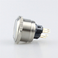 Interrupteur à bouton-poussoir étanche en acier inoxydable 2NO 2NC de 25 mm avec anneau LED rouge 24V