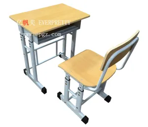 Cheap Plastic PVC School Classroom Height Adjustable Desks Kids Children Adult Study Table Used School Desk And Chair For School