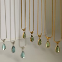 Gota de agua Birthstone Pvd 18K chapado en oro de acero inoxidable para colgante joyería de moda collares para mujeres