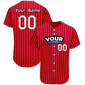 Camiseta de béisbol con cuello en V y botones personalizada, uniforme deportivo a rayas transpirable para hombres, diseño estirado con número de nombre impreso para jóvenes - Product Image 6