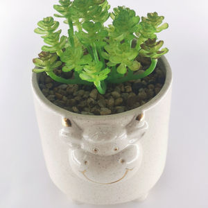 Witte Geglazuurde Keramische Bloempot Met Voeten Sappige Plantenbak Voor Huis-En Tuindecoratie - Product Image 2