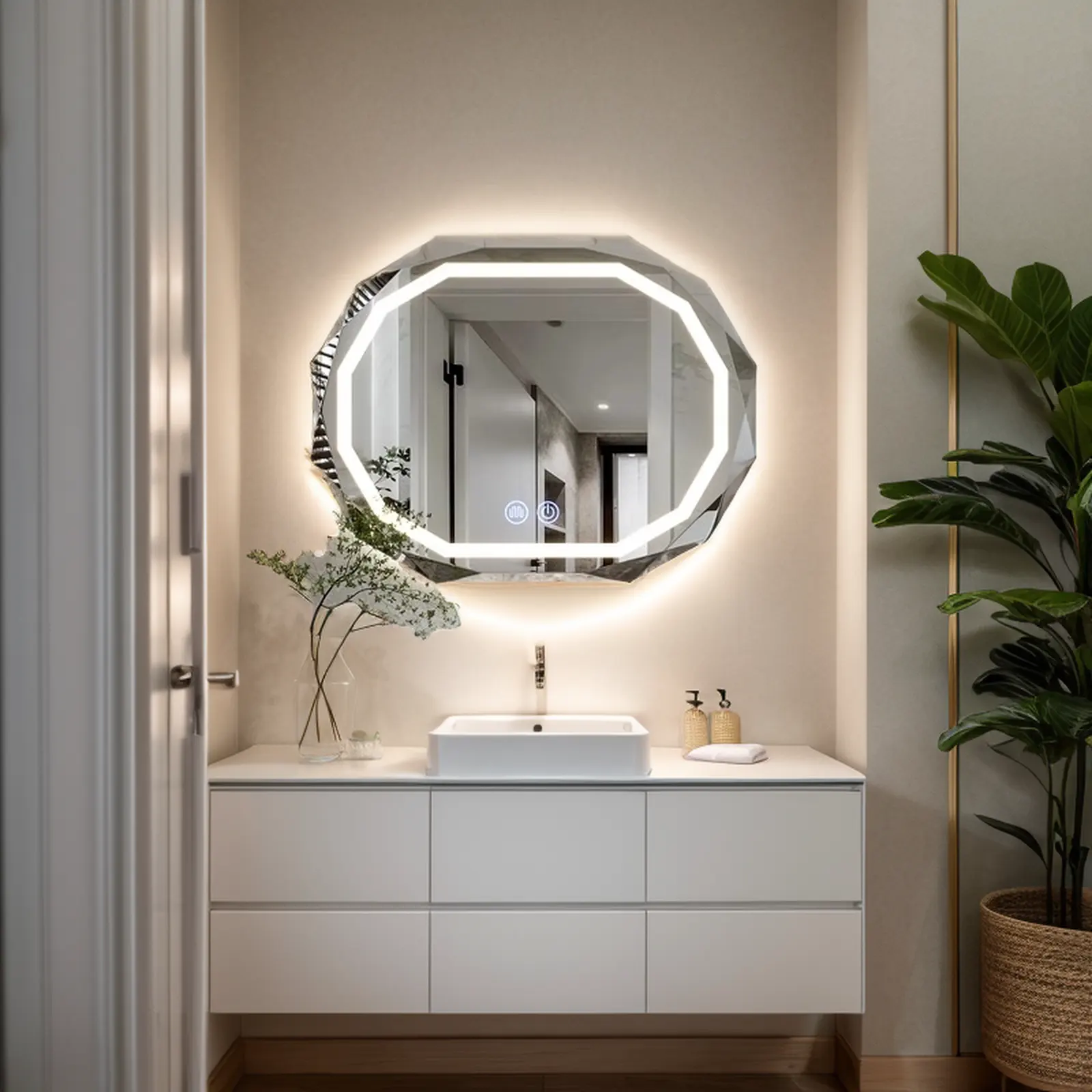 Популярное овальное декоративное настенное зеркало для душа, противотуманные IP44 с подсветкой, светодиодное зеркало для ванной комнаты с сенсорным датчиком