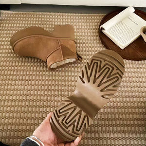 รองเท้าบูทหิมะฤดูหนาวทรง<span class=keywords><strong>เม</strong></span>อร์เมดสำหรับผู้หญิง หนังแกะแท้ พื้นรองเท้า EVA บุซับในกันหนาว เพิ่มความสูง สวมใส่สบาย อุ่น - Product Image 3