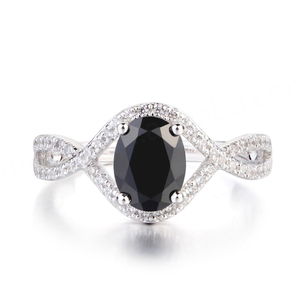 Anillo con Inicial de Ónice Negro, Plata de Ley 925, Ónice Negro para Mujer, Moda, Plata de Ley 925, Ónice Negro - Product Image 1