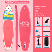 Planche de paddle gonflable écologique certifiée CE rouge, super large 335 cm MAX, idéale pour les débutants, livraison gratuite UE