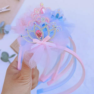 Diadema bonita con corona de diamantes de imitación de encaje para niñas pequeñas Accesorio para el cabello para niños - Product Image 1