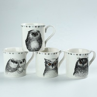 Nouveau Restaurant Collection 350ml Bone China Owl Tasse à café Souvenir Tasse en céramique avec un design élégant