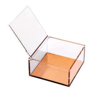 Rosa <span class=keywords><strong>de</strong></span> oro efecto metálico pequeño tamaño cuadrado caja <span class=keywords><strong>de</strong></span> acrílico con tapa almacenar pendientes <span class=keywords><strong>de</strong></span> joyería - Product Image 2