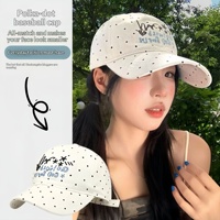 Casquette de baseball unisexe en coton 100% style coréen à pois brodés, tendance, polyvalente et amincissante pour le visage