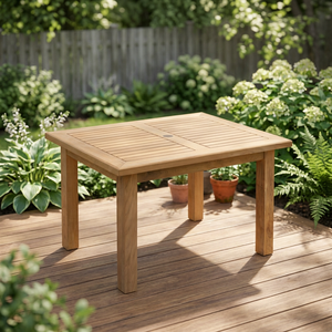 Elegant Premium Modern Solid Teak Wooden Durable Rectangle 4-Seater Dining <b>Table</b> 6-Month Warranty <b>for</b> Home Hotel Apartment Villa - Product Image 1