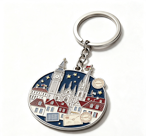 <b>Custom</b> Logo Metal Enamel Castle <b>Keychain</b> Round Alloy Coin Holder Souvenir Gift for Travel Promotion - Product Image 2