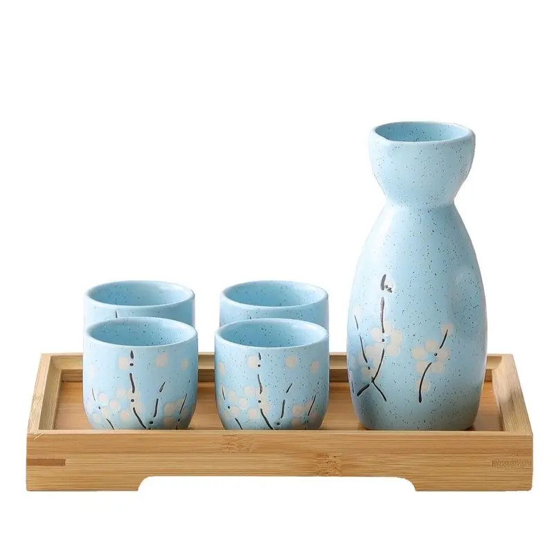 Set 2024 Sake tembikar Jepang, Set tembikar tradisional porselen, kotak hadiah keramik kaca anggur