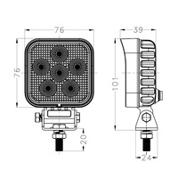 Lampe de travail led carrée de 3 pouces 24w, éclairage de remorque de camion lourd tout-terrain