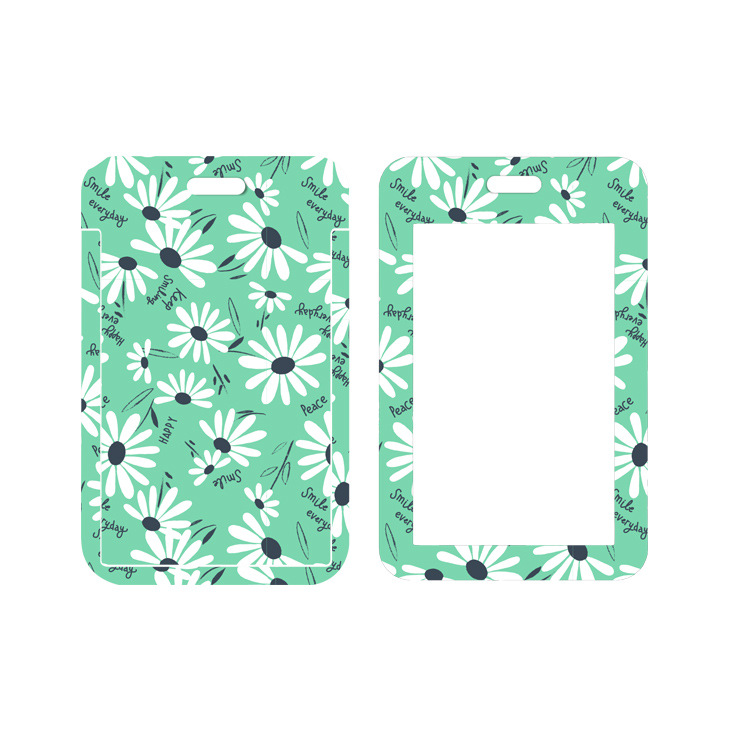 Porte-cartes marguerite fond vert clair