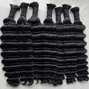 <b>Deep</b> <b>Wave</b> Human Hair Bulk Natural Black No Weft Soft Full Texture For Braiding Boho Braids And <b>Wig</b> Making - Product Image 1