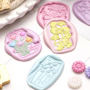 Suidis Plant Stamp - Tampon de sceau en relief irrégulier, motif tulipe, tête en cuivre, pour cire à cacheter et décoration - Product Image 2