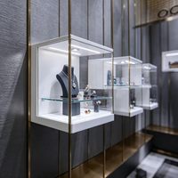 GZowin Gewölbter Metall-Schmuckvitrine mit LED-Beleuchtung Umweltfreundlich Anpassbare Farben für Juweliergeschäfte & Museen