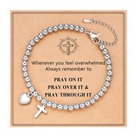 Nouvelle Chaîne de Cheville Anti-ternissement pour Femme, Bracelet à Perles en Acier Inoxydable Inaltérable, Bracelet Ajustable avec Perles Croix et Cœur