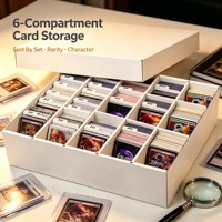 Boîte de rangement pour cartes à collectionner en carton ondulé avec couvercle, organisateur multi-compartiments pour cartes de jeu de collection
